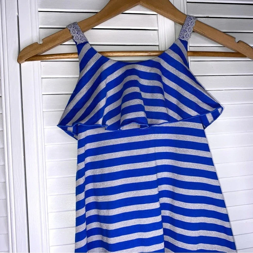 Sweet Heart Dress Girls Size 6 Rose Stripe Asymmetrical Ruffle *